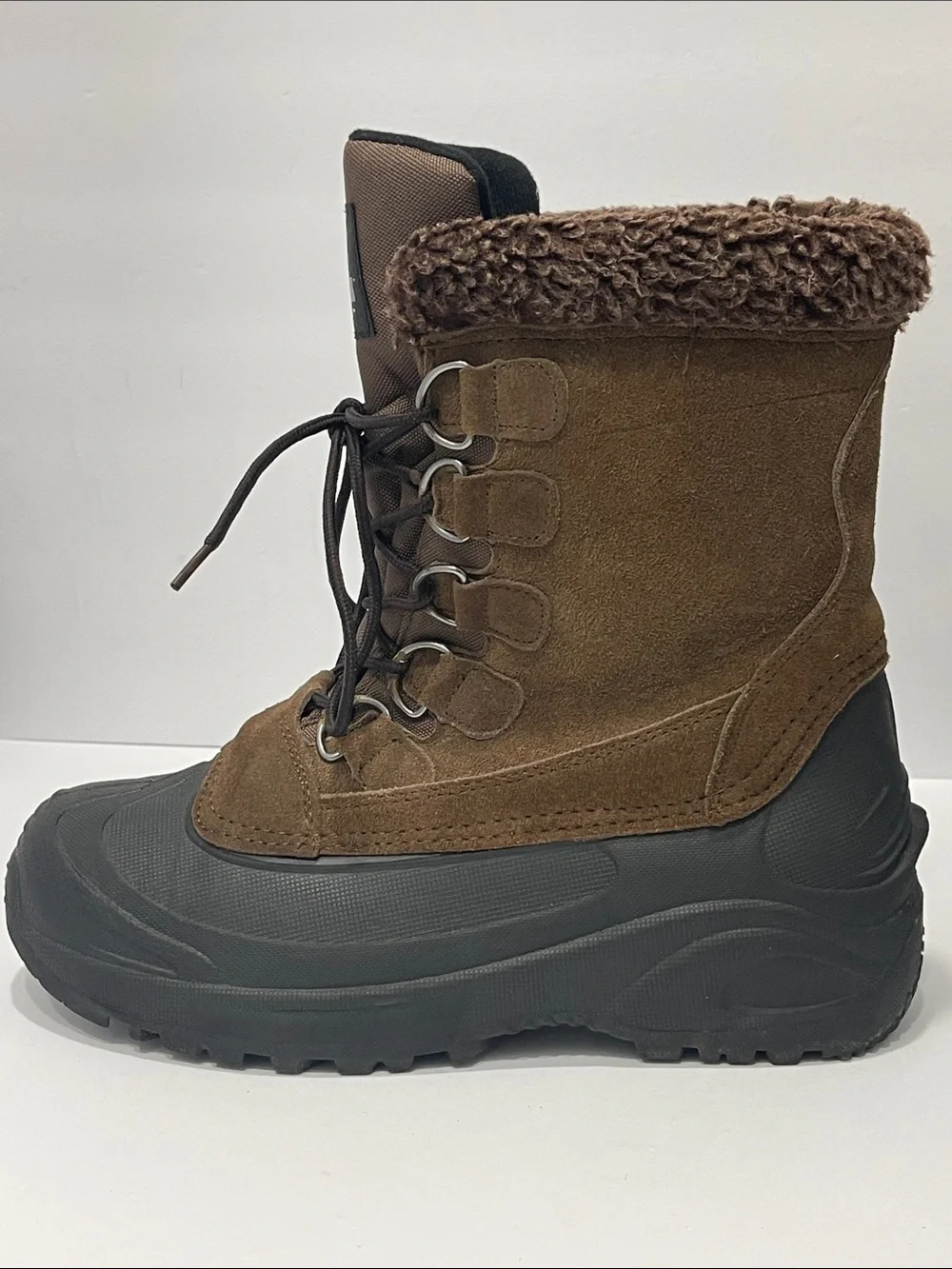Itasca Thinsulate Brown Leather Winter Snow Boots Size 9 Faux Fur